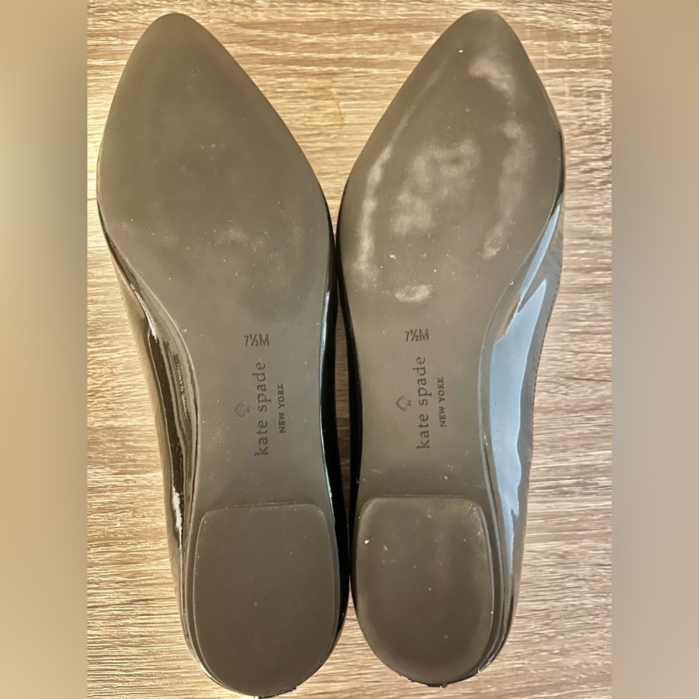 kate spade Black Patent Pointed-Toe Ballet Flats with Bow - Picture 7 of 7